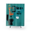 Funny Atomic Cat Retro Shower Curtain with Playful Design for a Hipster Bathroom