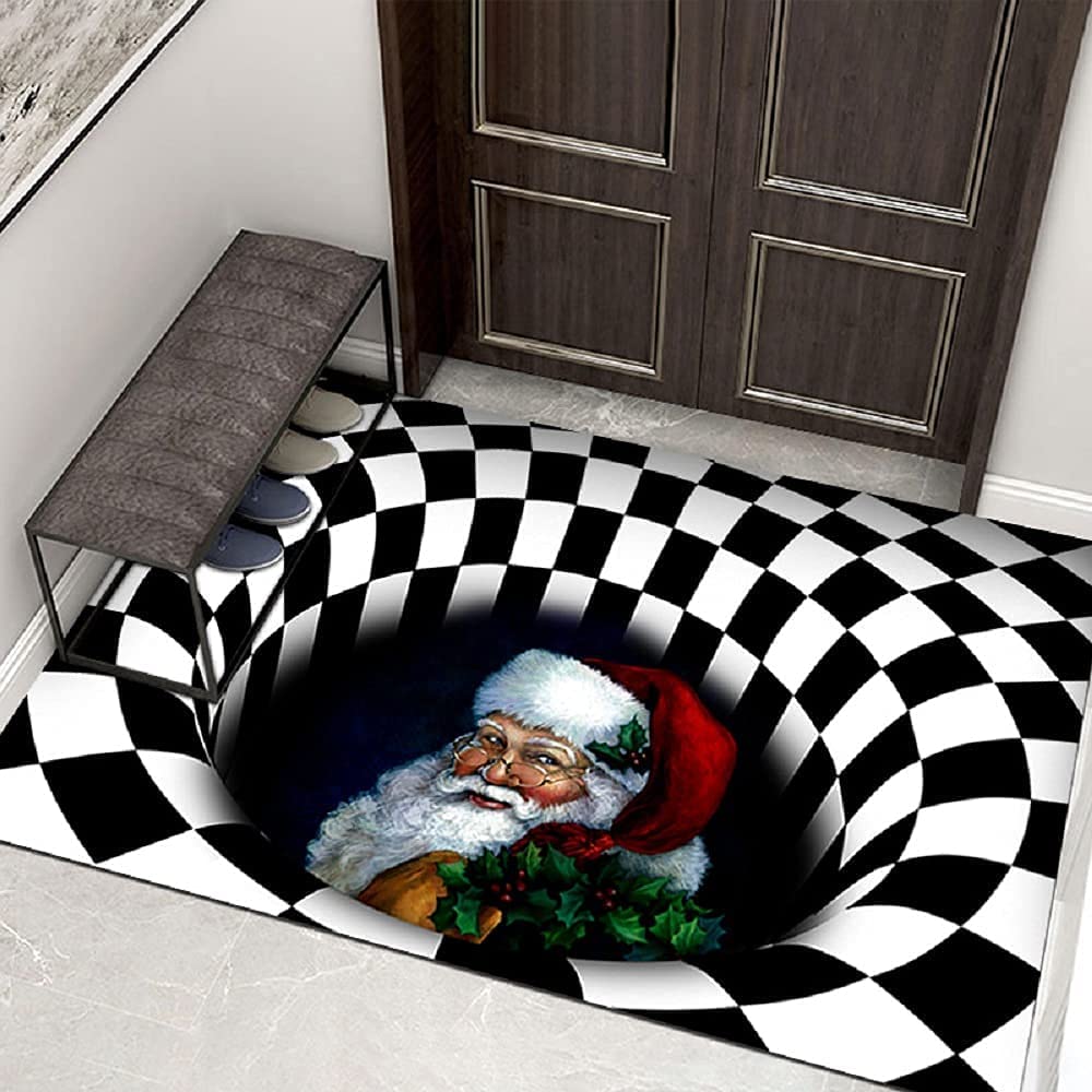 Funny Clown Optical Illusion Rug Area Rug for Halloween Decoration from CHENJIEUS with 3D Vortex Illusion