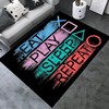 Funny Light Blue Gaming Rug with Cartoon Controller & Video Print for Boys