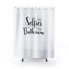 Funny No Selfies Shower Curtain with Bathroom Humor and Farmhouse Decor