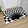 GYMS Room Rug Optical Illusion Rug: Non-Slip Carpet in Black and White for Your Living Room or Kitchen