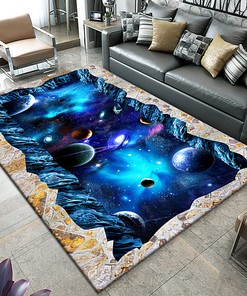 Galaxy Starry 3D Optical Illusion Rug - Transporting Your Living Room and Bedroom into a Mystic Space Odyssey