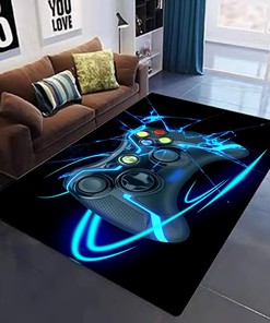 Game Area Rug for Bedroom - Non-Slip Gamer Carpet with Gamepad Controller Design for Perfect Home Decor