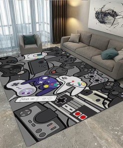 Game Area Rugs for Boys' Bedroom: Large Non-Slip Carpets with Controller and Gamepad Design