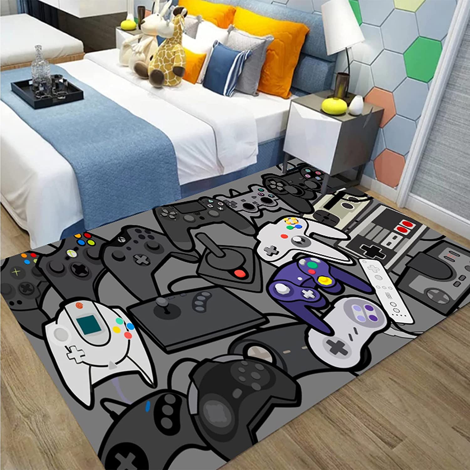 Game Area Rugs for Boys' Bedroom: Large Non-Slip Carpets with Controller and Gamepad Design - Image 2