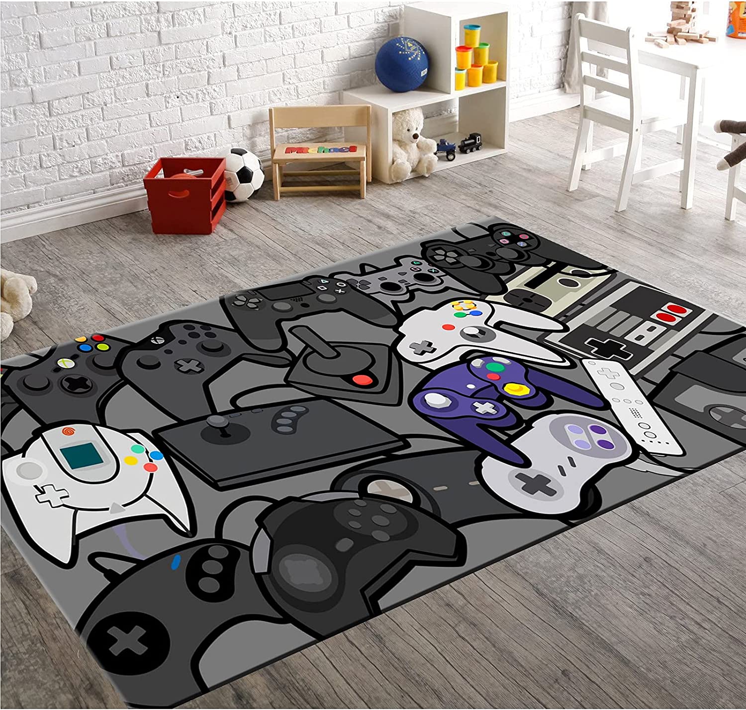 Game Area Rugs for Boys' Bedroom: Large Non-Slip Carpets with Controller and Gamepad Design - Image 3