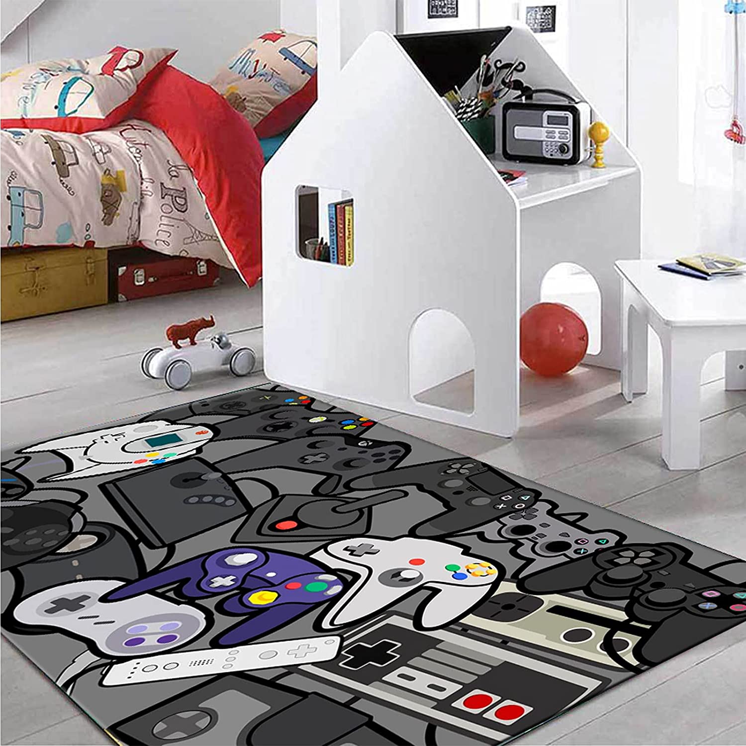 Game Area Rugs for Boys' Bedroom: Large Non-Slip Carpets with Controller and Gamepad Design - Image 4