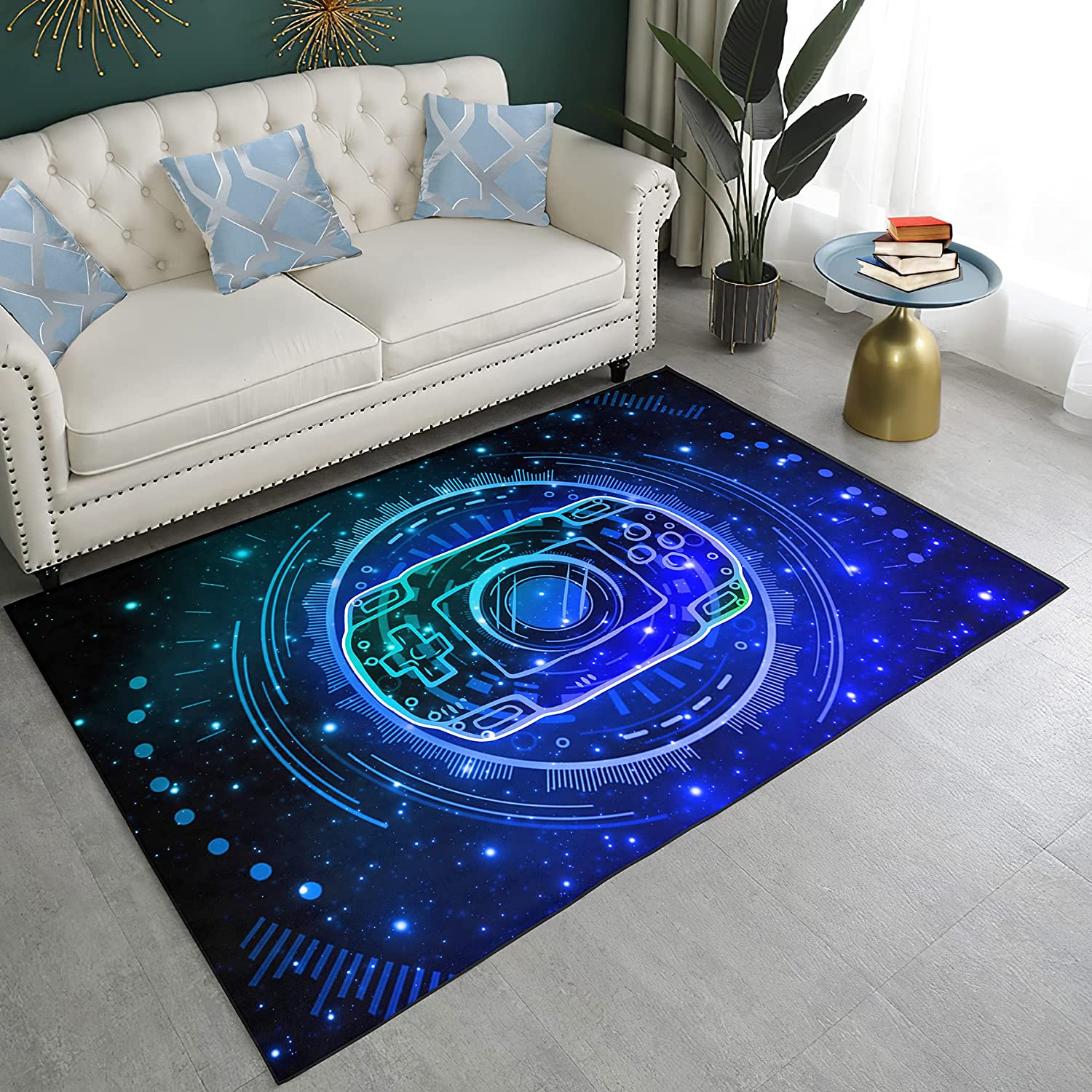 Game Loading Gamepad Floor Rug - Blue Polyester Carpet for Boys Room/Game Room - Image 2