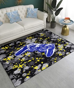 Game Player Rugs for Boys and Teens - Bedroom or Living Room Blue and Yellow Rugs