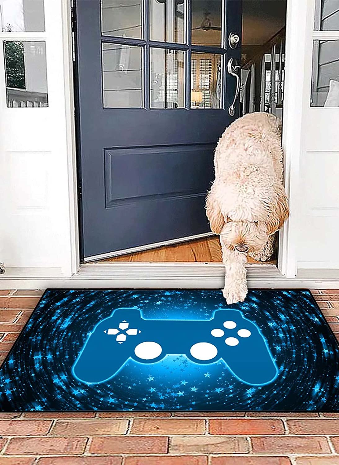 Game Room Rugs for Boys - Blue Galaxy Game Loading Gamepad Printed Rug for Living Room/Bedroom - Entryway Carpet - Image 2