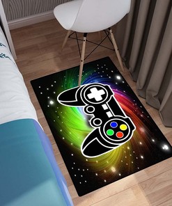 Game Video Gaming Pattern Area Rugs, Perfect for Boy's Bedroom and Living Room Floor, Colorful Polyester Mat