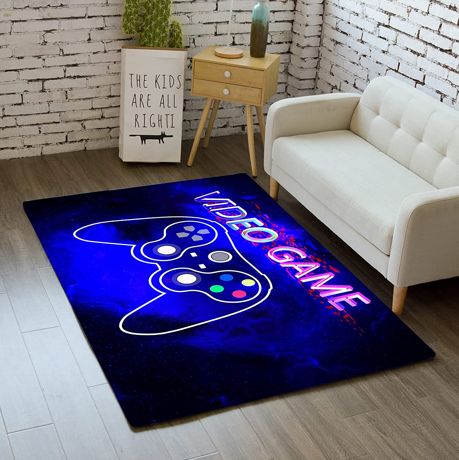 Game Video Gaming Pattern Black Kitchen Rugs - Bedroom, Living Room or Sitting-Room Mat