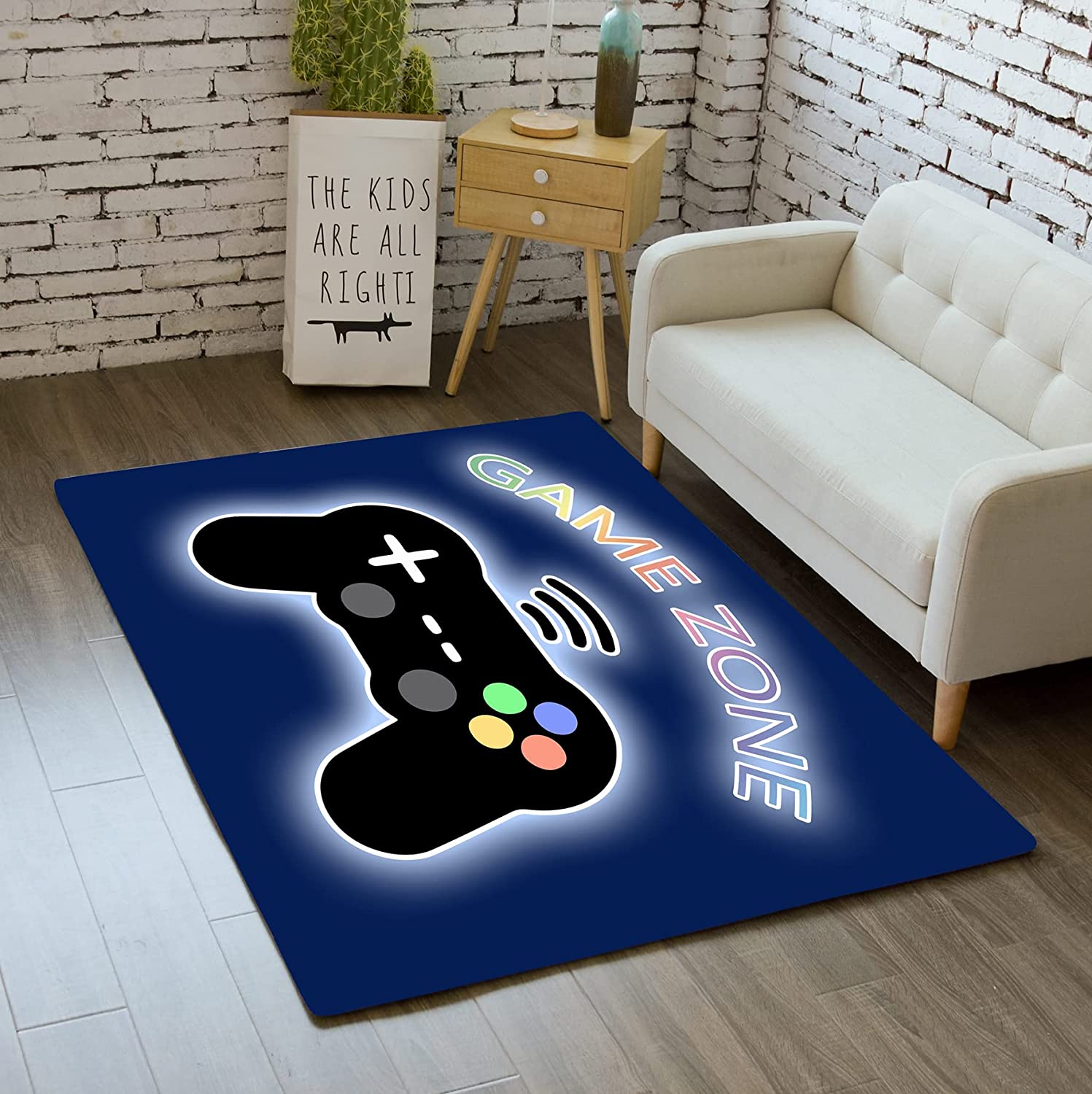 Game Zone Area Rug for Gamer Carpets - Black Gamepad Small Floor Mats for Exercise or Yoga - Image 2