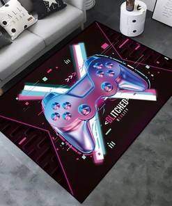 Game-Themed 3D Printed Area Rug with Custom Name for Living Room and Bedroom