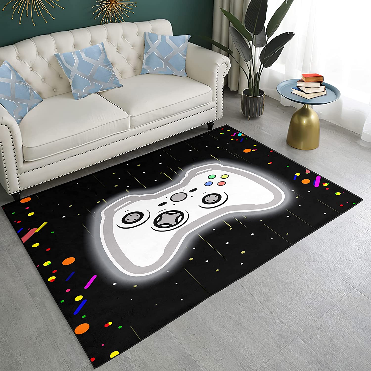 Gamepad Area Rug for Video Gamers - Floor Mats for Boys Rooms