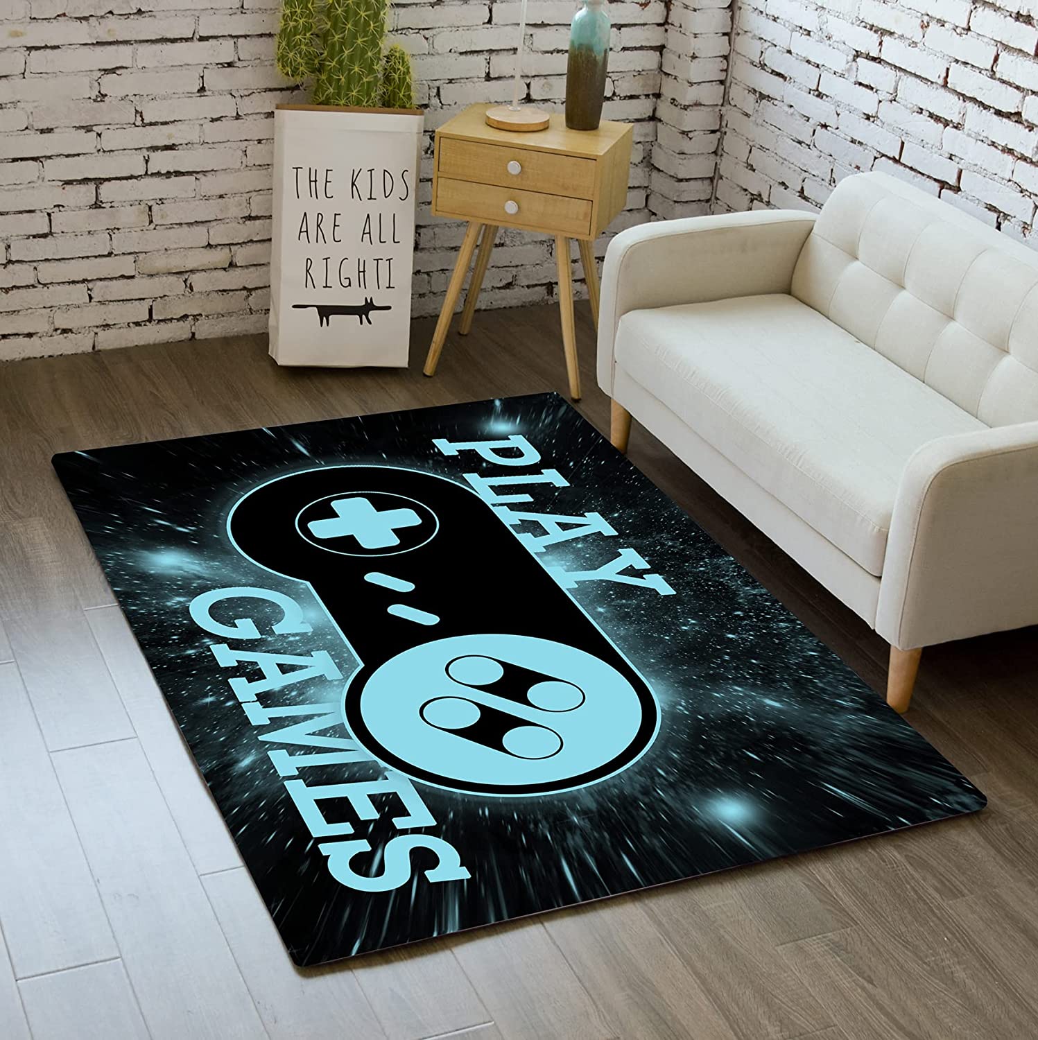 Gamepad Area Rugs for Gamer Floor - Red and Black Rugs for Boys' Gaming Bedroom - Image 2