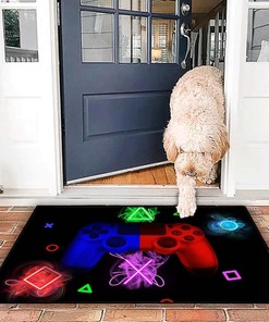 Gamepad Black Gaming Pattern Boys Rugs with Sofa Floor Mat