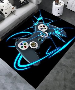 Gamepad Black Home Floor Mats for Men Living Room American Flag Game Player Carpet, Playroom Soft Floor Casual Rugs