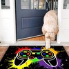 Gamepad Buttons Printed Black Floor Area Rugs for Boys' Bedroom