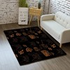 Gamepad Cartoon Area Rug - Black/Brown Gaming Floor Mat for Kids Bedroom/Living Room