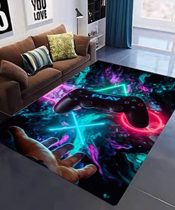 Gamepad Controller Boys' Bed Room Floor Mat - Non-Slip Gamer Carpet, Great Gift for Boy Teen Gamers