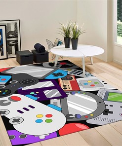 Gamepad Controller Rug for Kids' Playroom Decoration with Non-Slip Crystal Material