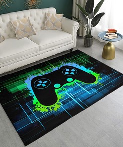Gamepad Controller Rugs with Standing Floor Pad Yoga Mat for Cool Game Room Themed Gamer Rugs
