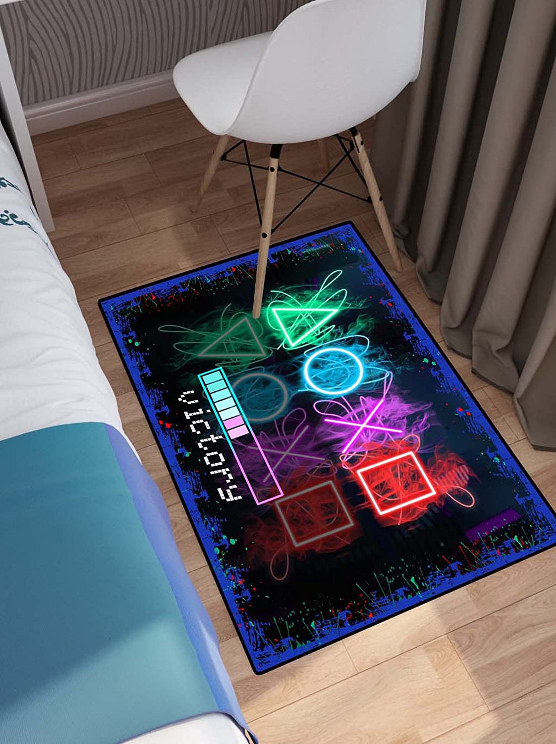 Gamer Area Rugs for Boys Bedrooms - Non-Slip Crystal Floor Mats for Home Decor and Exercise