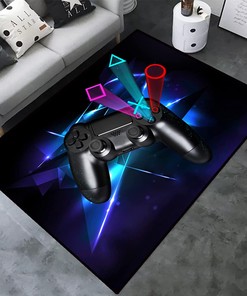 Gamer Boys' Game Room Non-Slip Polyester Mat - Video Games Mat Home Decoration with Large Game Consoles Carpet