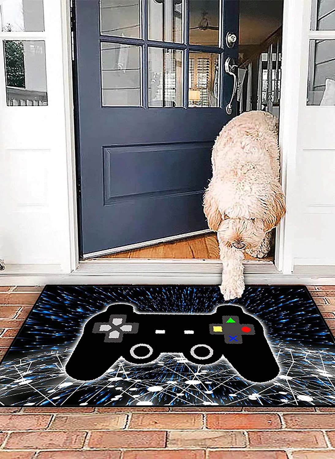 Gamer Controller Area Rug - Black Outdoor Gamepad Carpets for Bedroom/Living Room - Image 2