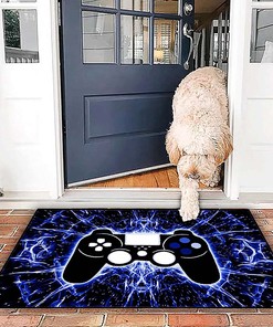 Gamer Controller Area Rugs for Teen Boys: Floor Rugs with Black Outdoor Carpet and Non-Slip Polyester Mats