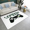 Gamer Floor Rugs for Bedroom or Living Room - Black Gaming Gamepad Carpets with White Dotted Lines