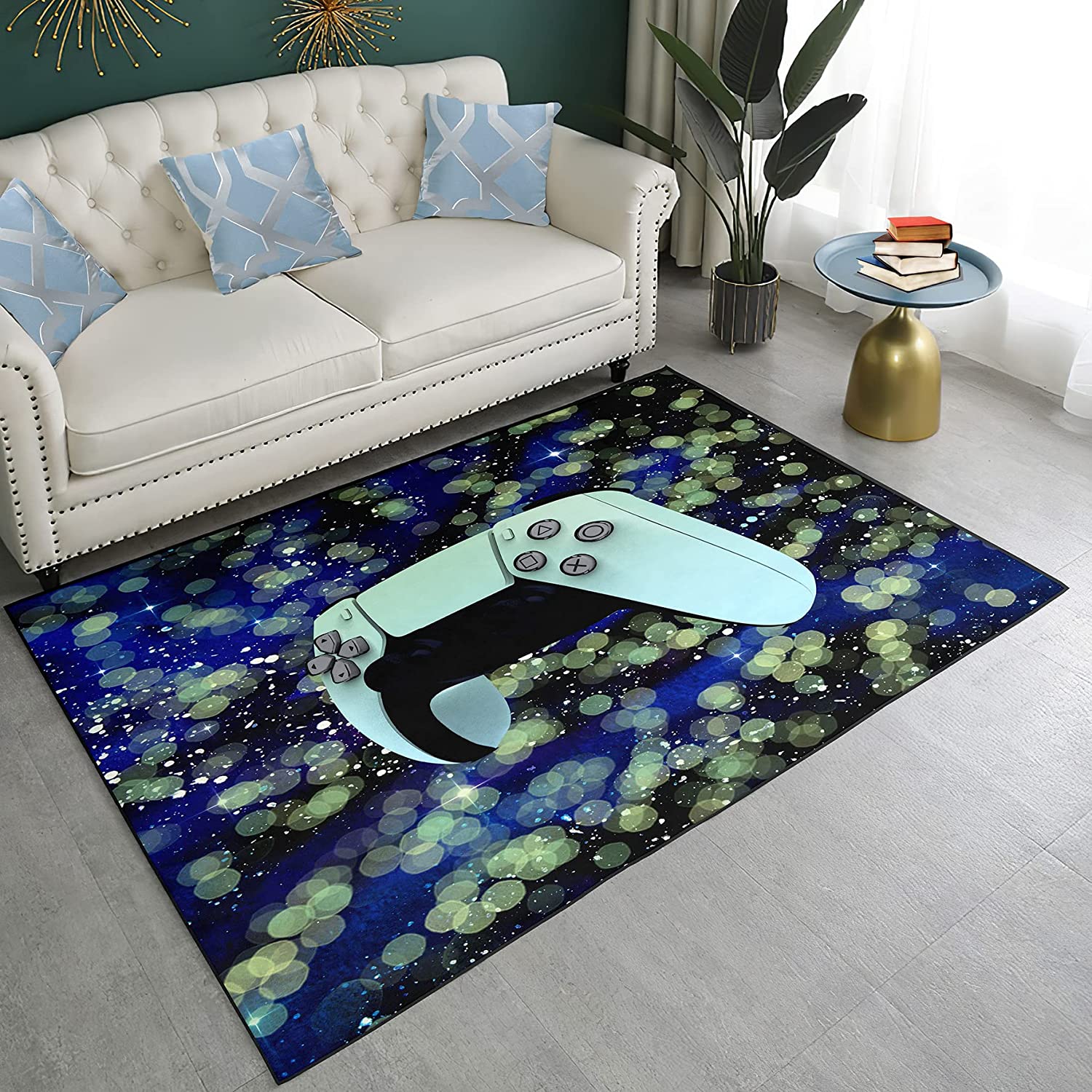 Gamer Room Explosive Painting Yellow Gaming Decor Carpet - Gamepad Area Rugs for Living Room