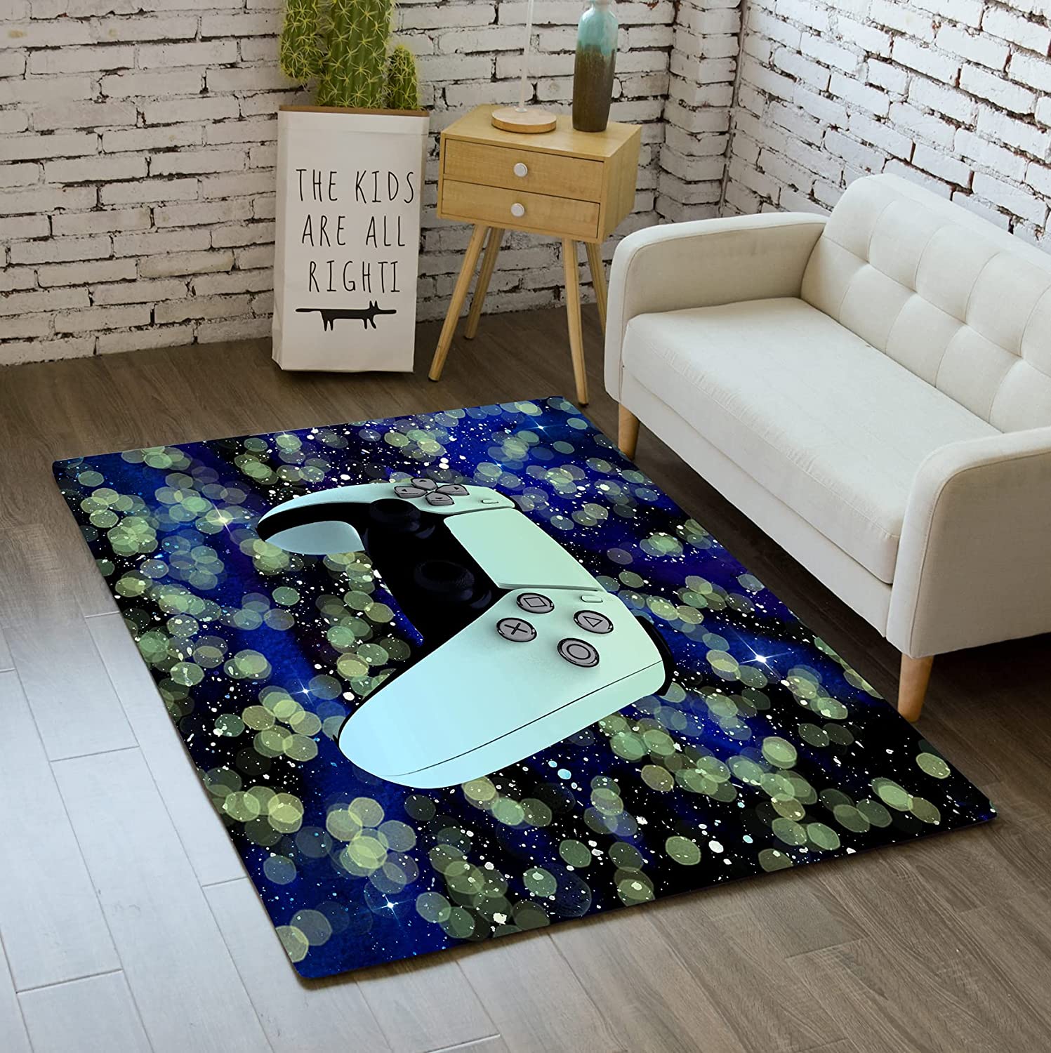 Gamer Room Explosive Painting Yellow Gaming Decor Carpet - Gamepad Area Rugs for Living Room - Image 2