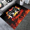 Gamer Room Mat with Game Theme Home Decor in HD Green Graffiti Gamepad Controller Carpet Game Area Rugs