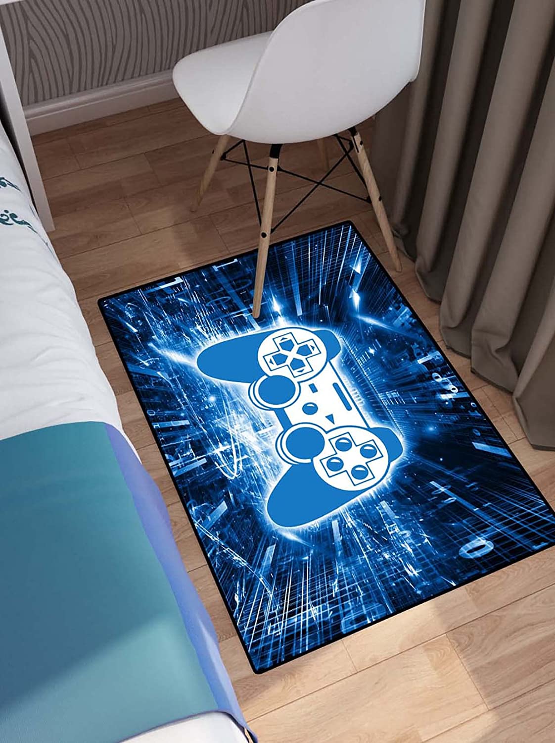 Gamer Rugs for Bedroom Boys - Video Gaming Rug Controller Carpet - Large Non-Slip Game Area Rug