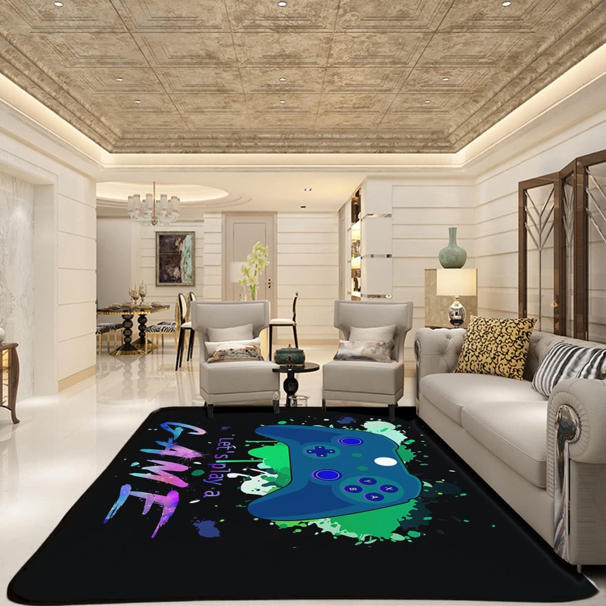 Gamer Rugs for Bedroom - Non-Slip Crystal Floor Polyester Carpets for Living Room and More - Image 3
