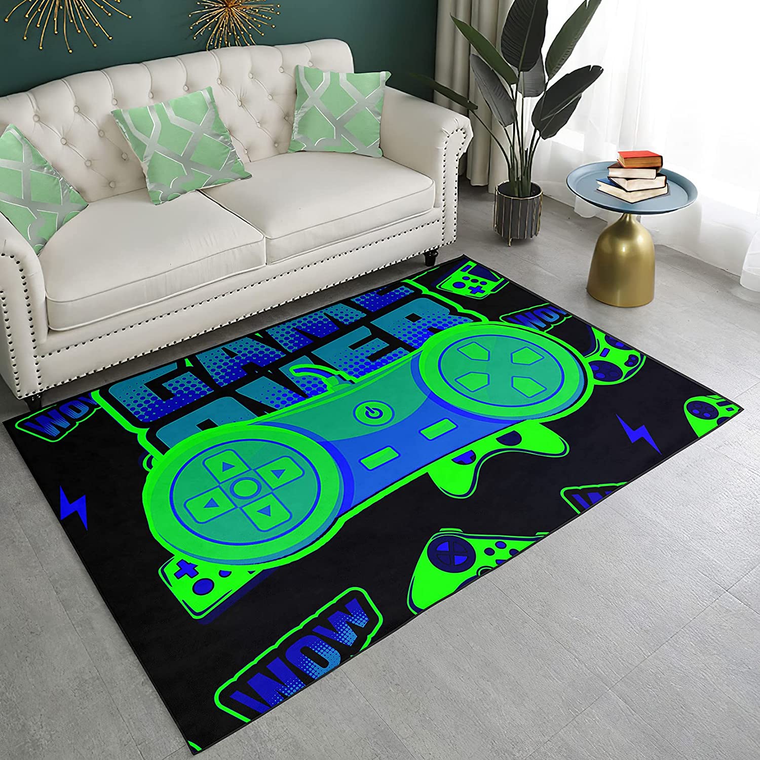 Gamer Rugs for Boys' Bedroom - Gamepad Print Carpet for Playroom or Area Rug for Restaurant Room - Image 2