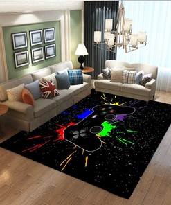 Gamer Rugs for Game Room with Boys Gamepad Colorful Design Carpets for Living Room and Large Game Room Rug