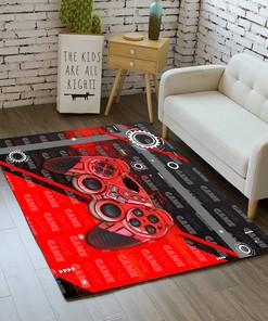 Gamer Teen Area Rug - Red 3D Gamepad Carpet for Boys Bedroom/Living Room