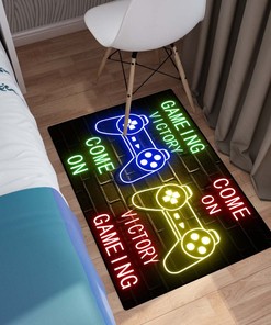 Gamer Teens Gamepad Black Cool Floor Rug for Gaming Area Rugs
