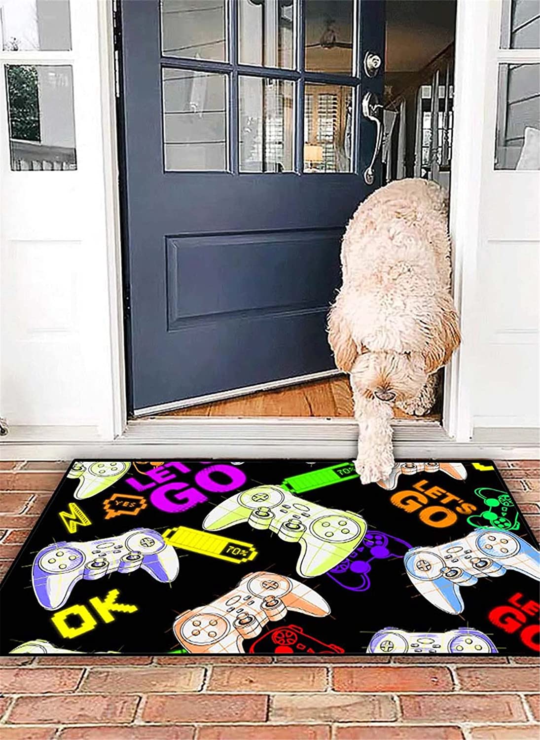 Gamers Area Rugs for Boys Teens with Black Gamepad Pattern Carpet Sofa Floor Mat for Living Room - Image 4