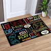 Gamers Area Rugs for Boys Teens with Gamepad Pattern Black Carpet Sofa Floor Mat for Living Room