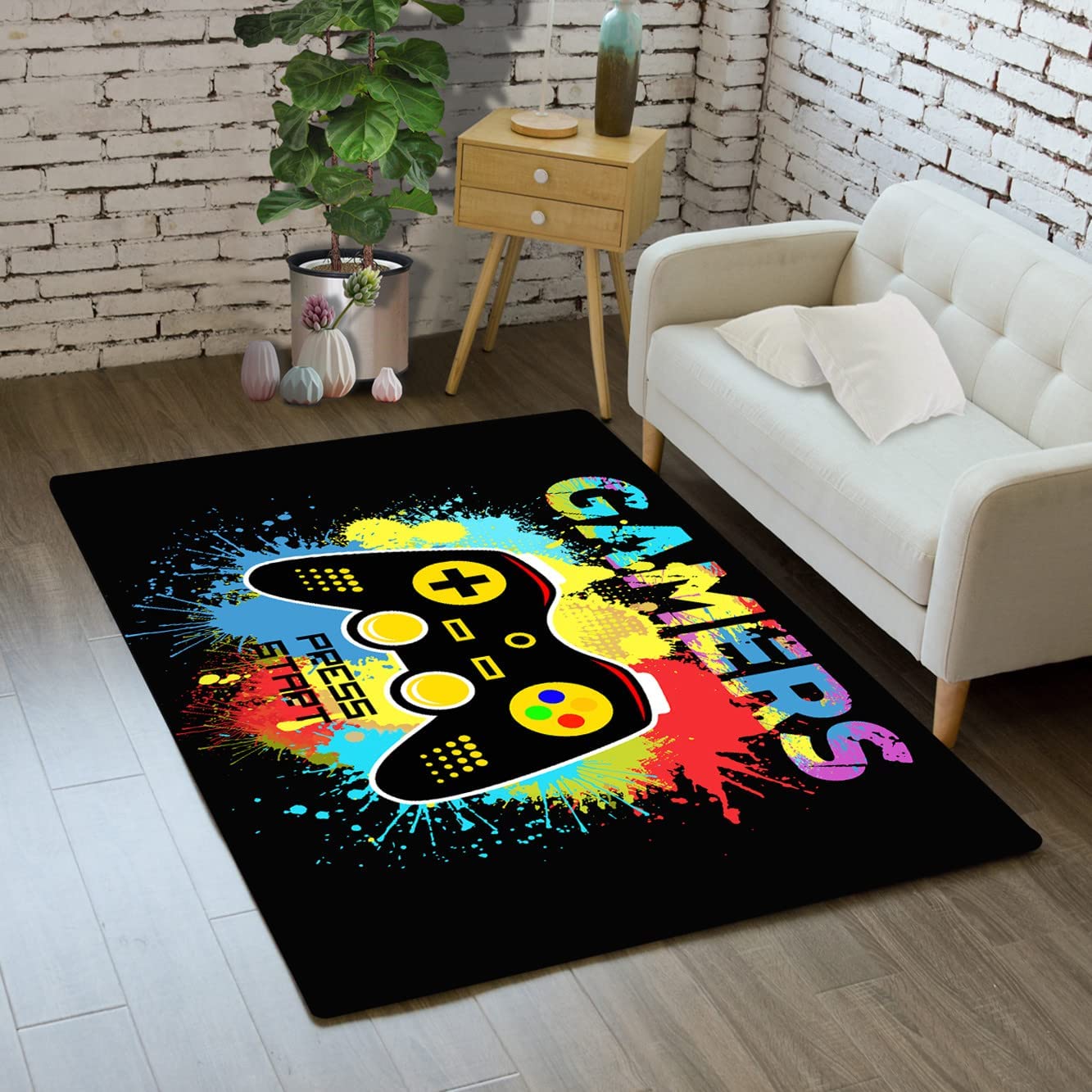 Gaming Area Rug for Bedroom Teens with Cool Black Gamepad Design Home Floor Mats for Living Room - Image 2