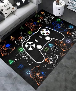 Gaming Area Rug for Boys - Gamepad Carpet for Teens Playroom, Kid's Bedroom - Large Printed Rug