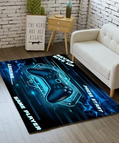 Gaming Area Rug for Kids Bedroom/Living Room - Blue 3D Gamepad Carpet for Boys/Teens