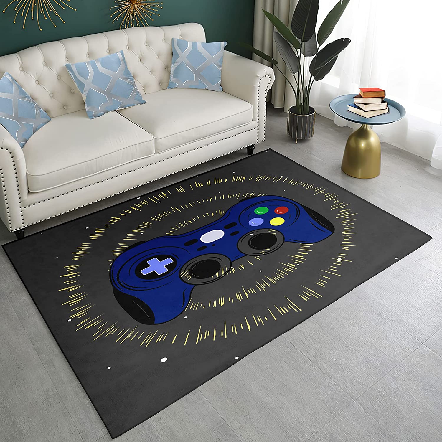 Gaming Area Rugs for Gamer Room - Gamepad Carpet for Living Room or Bedroom