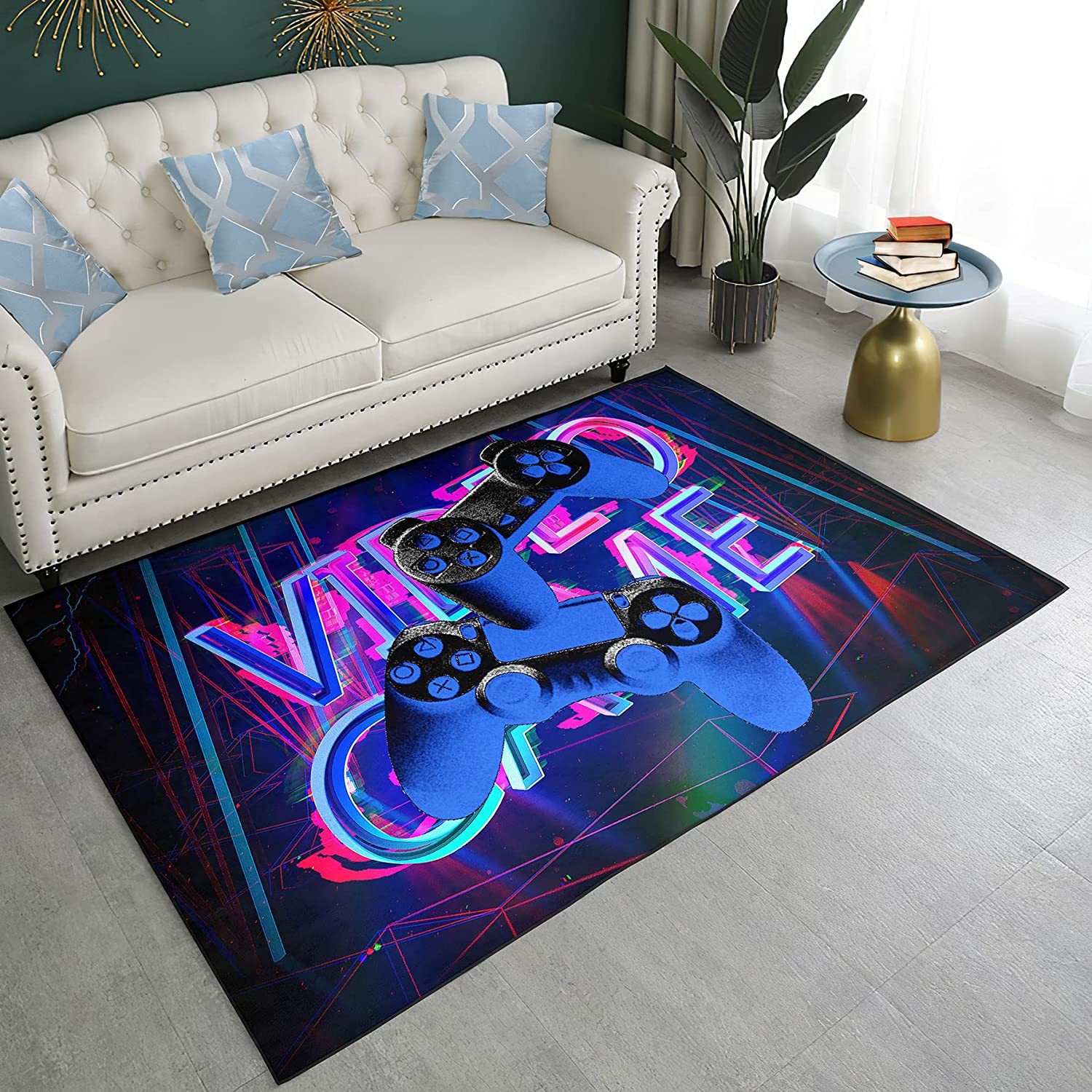 Gaming Boys Play Rug: Red Game Controller Area Rugs for Living Room and Bedroom - Non-Slip Standing Mat