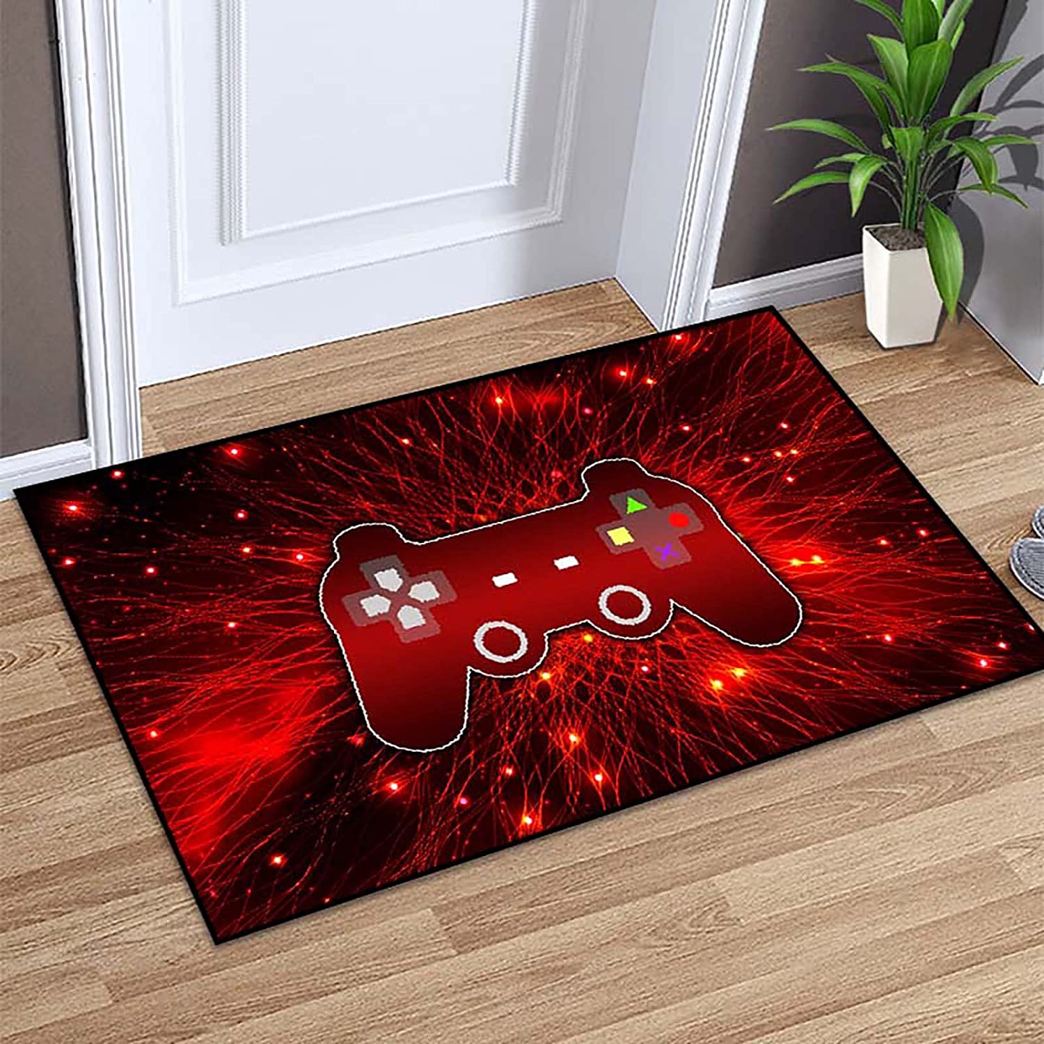 Gaming Carpets - Red Gamepad Area Rugs for Boys Bedroom/Living Room