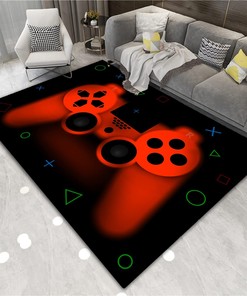 Gaming Modern Area Rug - Non-Slip Carpet with Unique Gamepad Design for Living or Bedroom Perfect Home Decor for Gamer Room